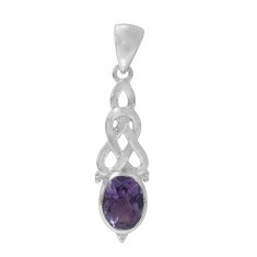 Oval Amethyst Pendant, Sterling Silver