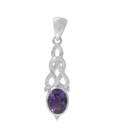 Oval Amethyst Pendant, Sterling Silver