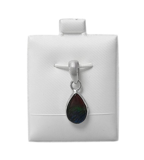 Teardrop Ammolite Pendant, Sterling Silver