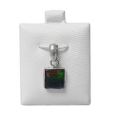 Square Ammolite Pendant, Sterling Silver