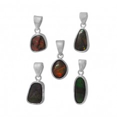 Free Form Ammolite Pendant, Sterling Silver