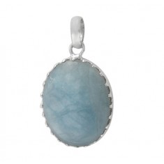 Oval Aquamarine Pendant, Sterling Silver