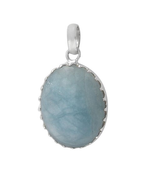 Oval Aquamarine Pendant, Sterling Silver