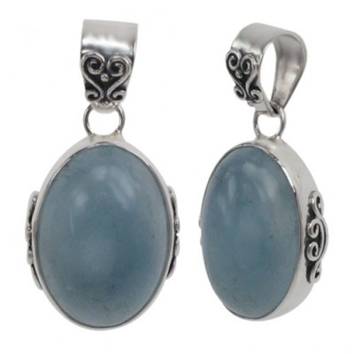 Oval Aquamarine Pendant, Sterling Silver