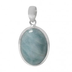 Oval Aquamarine Pendant, Sterling Silver