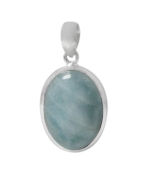 Oval Aquamarine Pendant, Sterling Silver