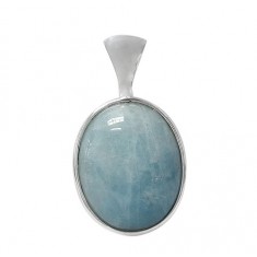 Oval Aquamarine Pendant, Sterling Silver