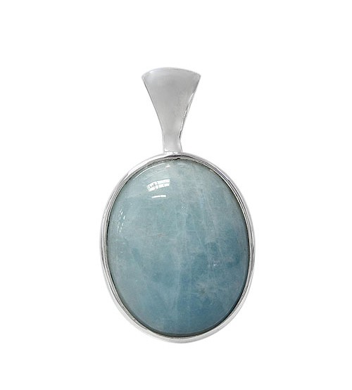 Oval Aquamarine Pendant, Sterling Silver