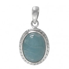 Oval Aquamarine Pendant, Sterling Silver