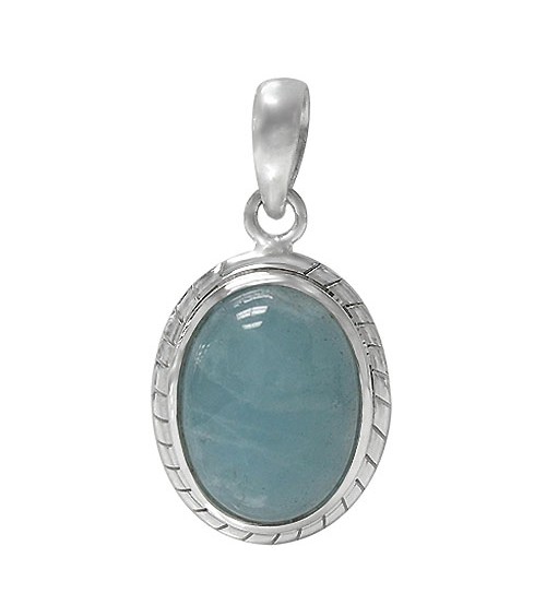 Oval Aquamarine Pendant, Sterling Silver