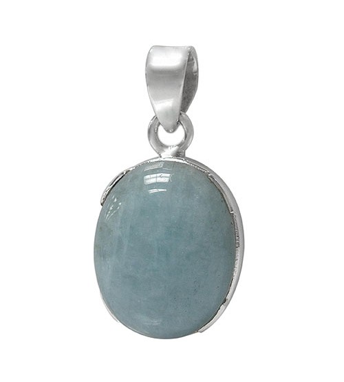 Oval Aquamarine Pendant, Sterling Silver