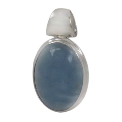 Oval Aquamarine Pendant, Sterling Silver