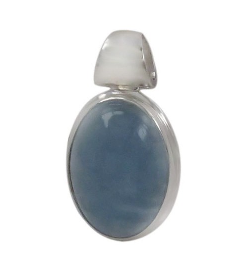 Oval Aquamarine Pendant, Sterling Silver