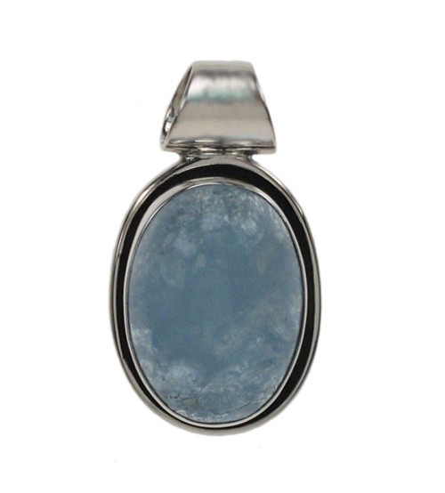 Oval Aquamarine Pendant, Sterling Silver