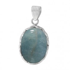 Oval Aquamarine Pendant, Sterling Silver