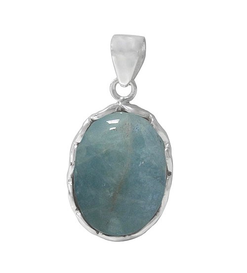 Oval Aquamarine Pendant, Sterling Silver