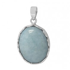 Oval Aquamarine Pendant, Sterling Silver