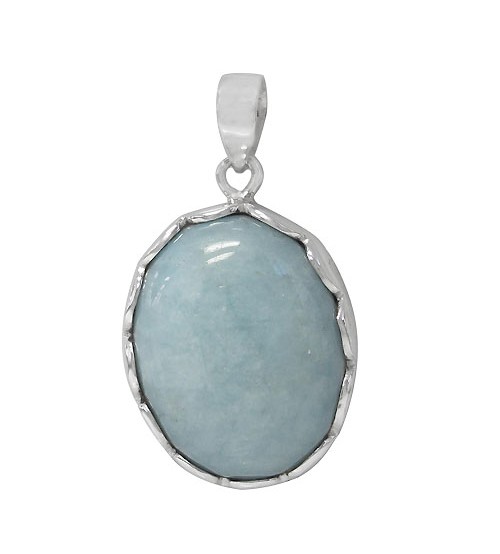 Oval Aquamarine Pendant, Sterling Silver