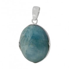 Oval Aquamarine Pendant, Sterling Silver