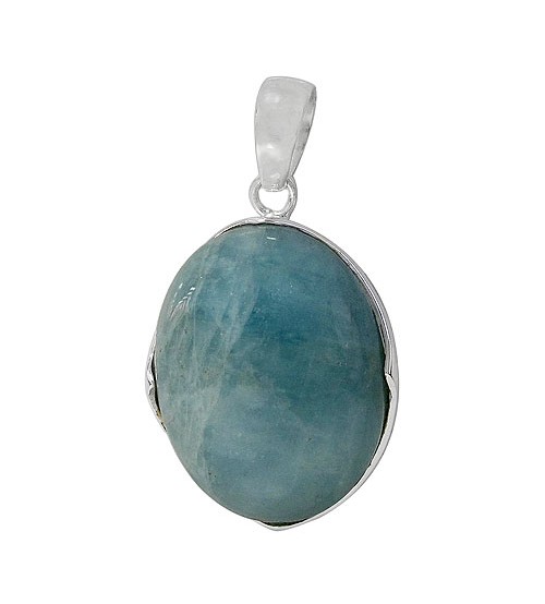 Oval Aquamarine Pendant, Sterling Silver