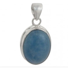 Oval Aquamarine Pendant, Sterling Silver