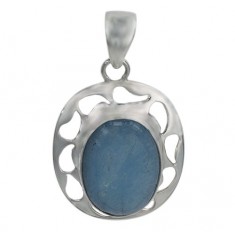 Oval Aquamarine Pendant, Sterling Silver