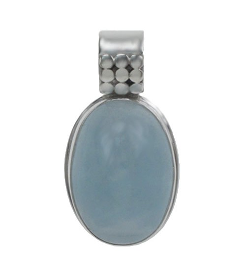 Oval Aquamarine Pendant, Sterling Silver