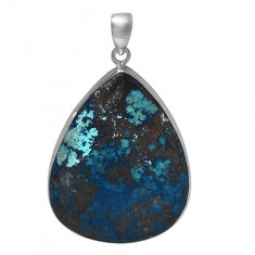 Teardrop Azurite Pendant, Sterling Silver