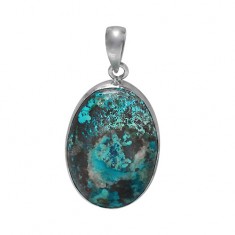 Oval Azurite Pendant, Sterling Silver