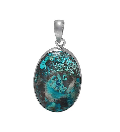 Oval Azurite Pendant, Sterling Silver