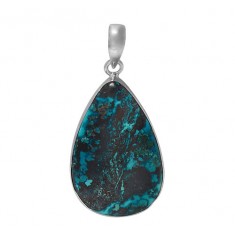 Teardrop Azurite Pendant, Sterling Silver