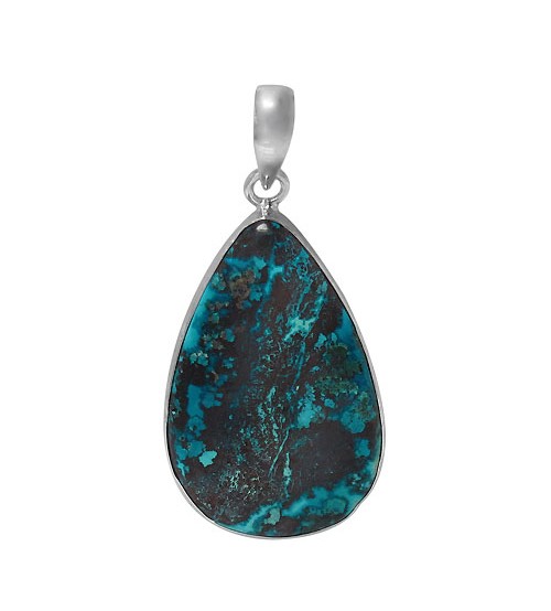 Teardrop Azurite Pendant, Sterling Silver