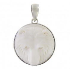 Round Bear Bone Pendant, Sterling Silver