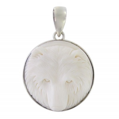 Round Bear Bone Pendant, Sterling Silver