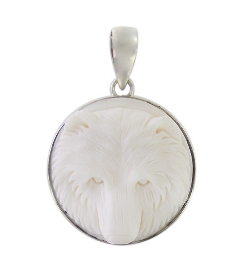 Round Bear Bone Pendant, Sterling Silver