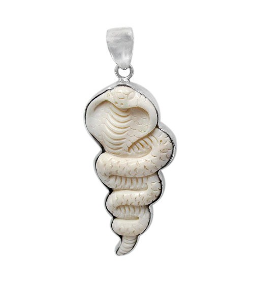 Cobra Bone Pendant, Sterling Silver