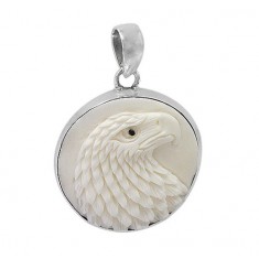 Round Eagle Bone Pendant, Sterling Silver