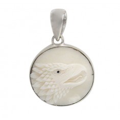 Round Eagle Bone Pendant, Sterling Silver