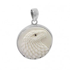 Round Eagle Bone Pendant, Sterling Silver