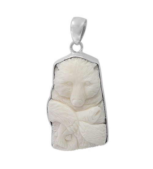 Free Form Bear Bone Pendant, Sterling Silver