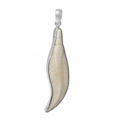 Feather Bone Pendant, Sterling Silver