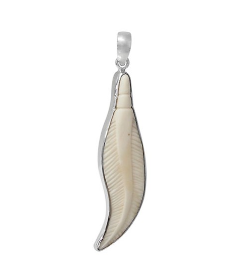 Feather Bone Pendant, Sterling Silver