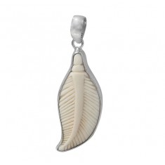 Feather Bone Pendant, Sterling Silver