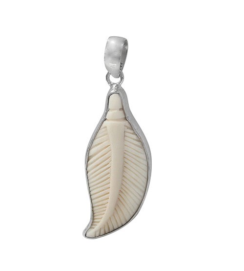 Feather Bone Pendant, Sterling Silver