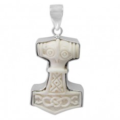 Thor's Hammer Bone Pendant, Sterling Silver