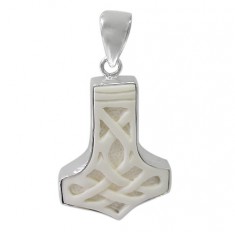 Thor's Hammer Bone Pendant, Sterling Silver