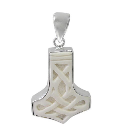 Thor's Hammer Bone Pendant, Sterling Silver