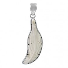 Feather Bone Pendant, Sterling Silver