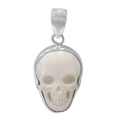 Skull Bone Pendant, Sterling Silver