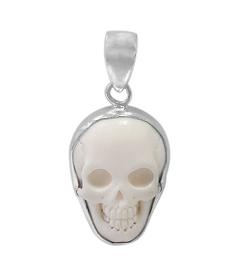 Skull Bone Pendant, Sterling Silver